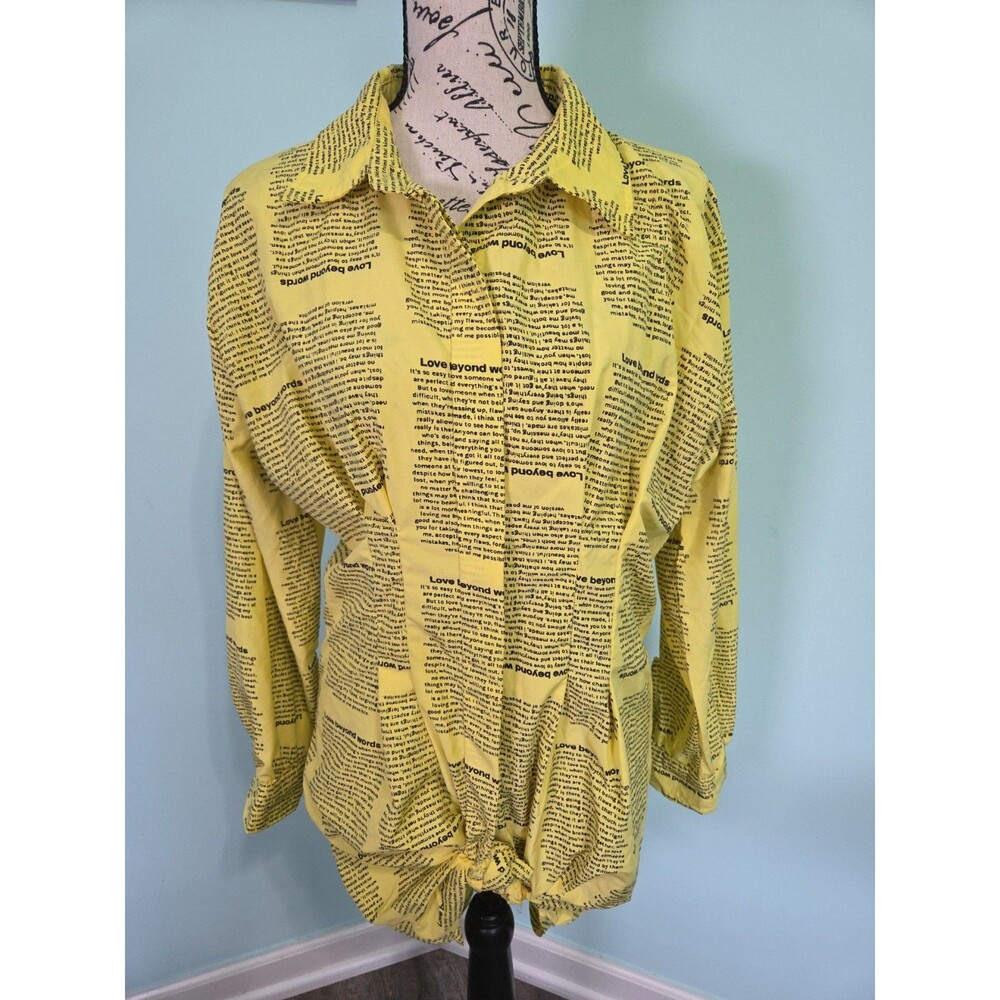 Y2K Spoon Jeans Shirt Dress – Yellow Cotton Novelty Print - large